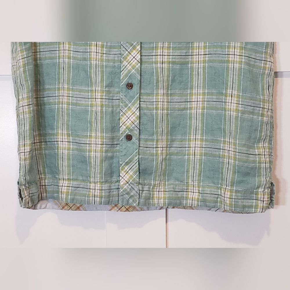 Tommy Bahama Linen 100% Shirt Plaid Button Up Short Sleeve Size Medium Green - Picture 4 of 14
